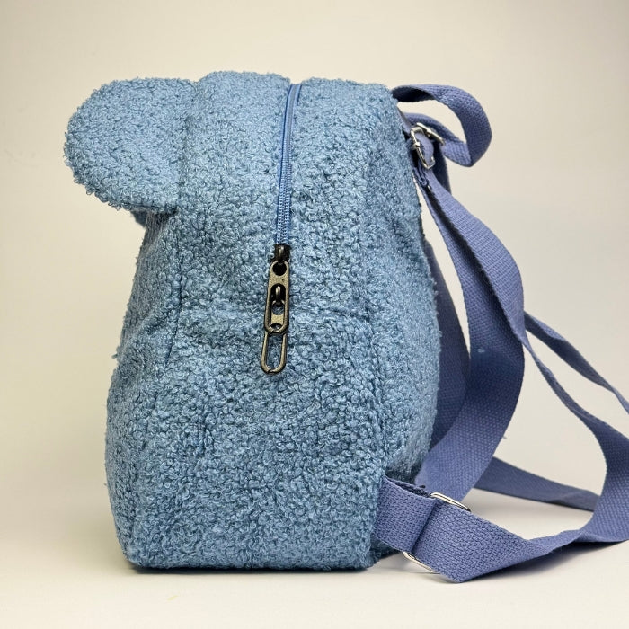 Ghiozdan de plus cu urechi, Teddy Albastru, 28 x 27 x 13 cm
