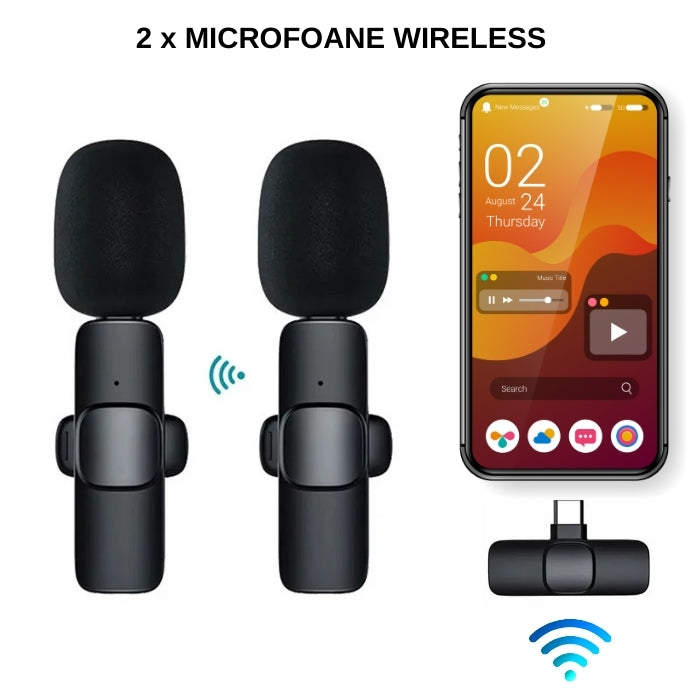 Set 2 Microfoane Lavaliera ENTRY WM001 Wireless TYPE C