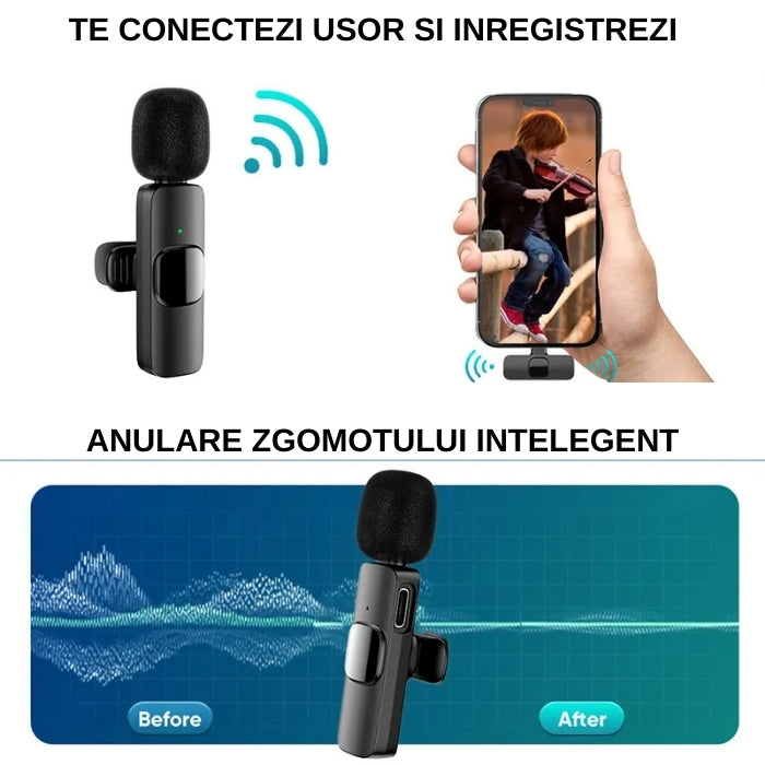 Set 2 Microfoane Lavaliera ENTRY WM001 Wireless TYPE C