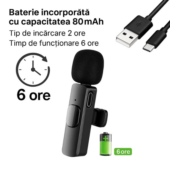 Set 2 Microfoane Lavaliera ENTRY WM001 Wireless TYPE C